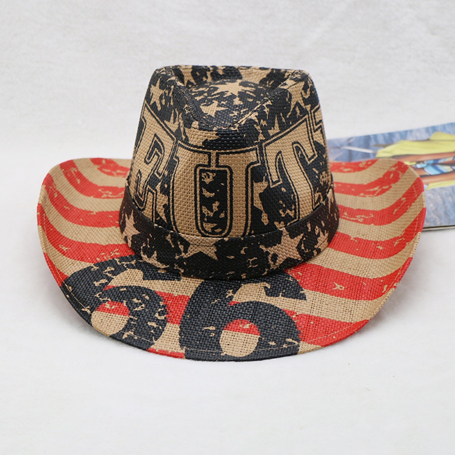 Printed Paper Cloth Wide Brim Hat-Teresa&#39;s Fashionista LLC