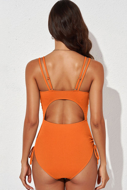 Tied Cutout Plunge One-Piece Swimsuit-Teresa&#39;s Fashionista LLC