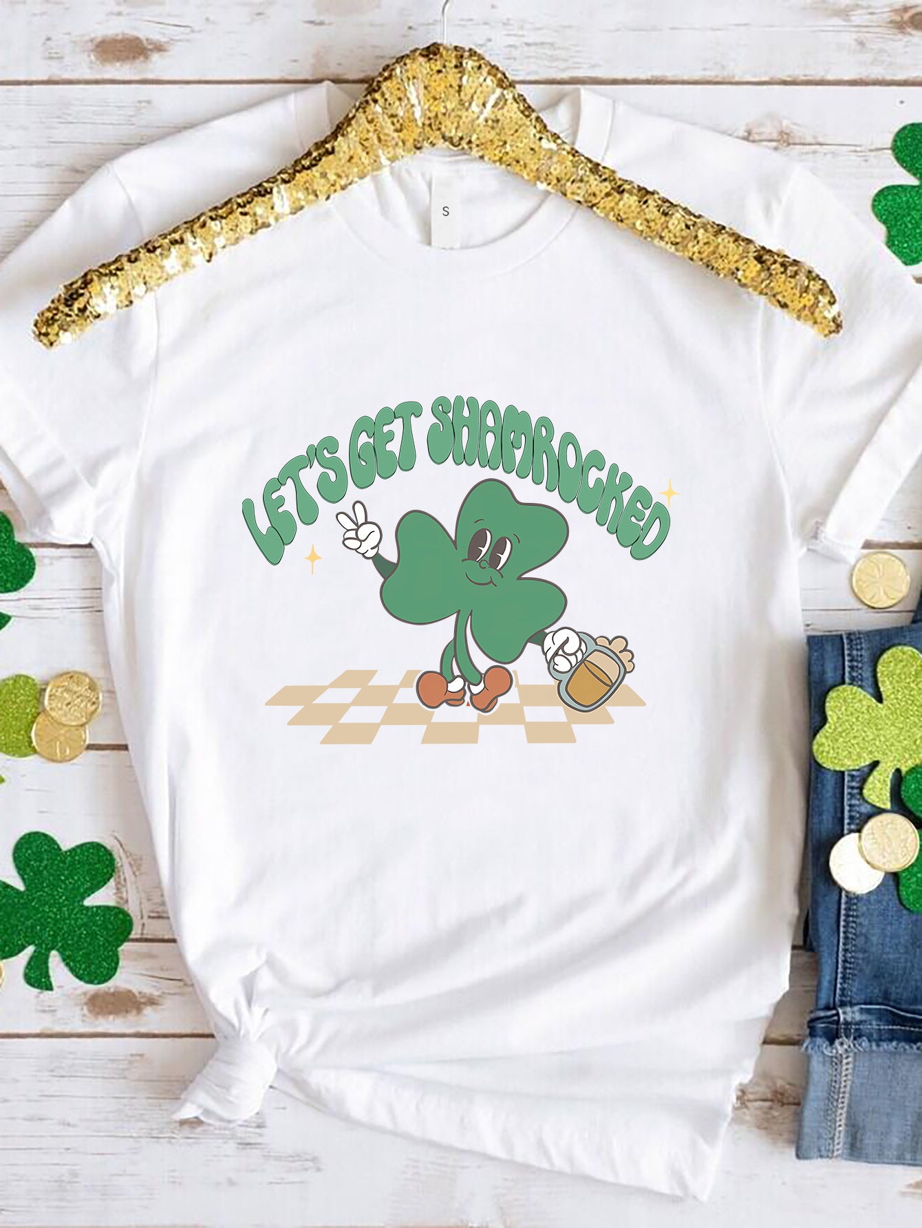 LET'S GET SHAMROCKED Round Neck T-Shirt-Teresa&#39;s Fashionista LLC