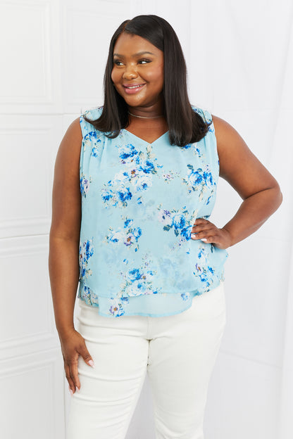 Sew In Love Off To Brunch Full Size Floral Tank Top-Teresa&#39;s Fashionista LLC