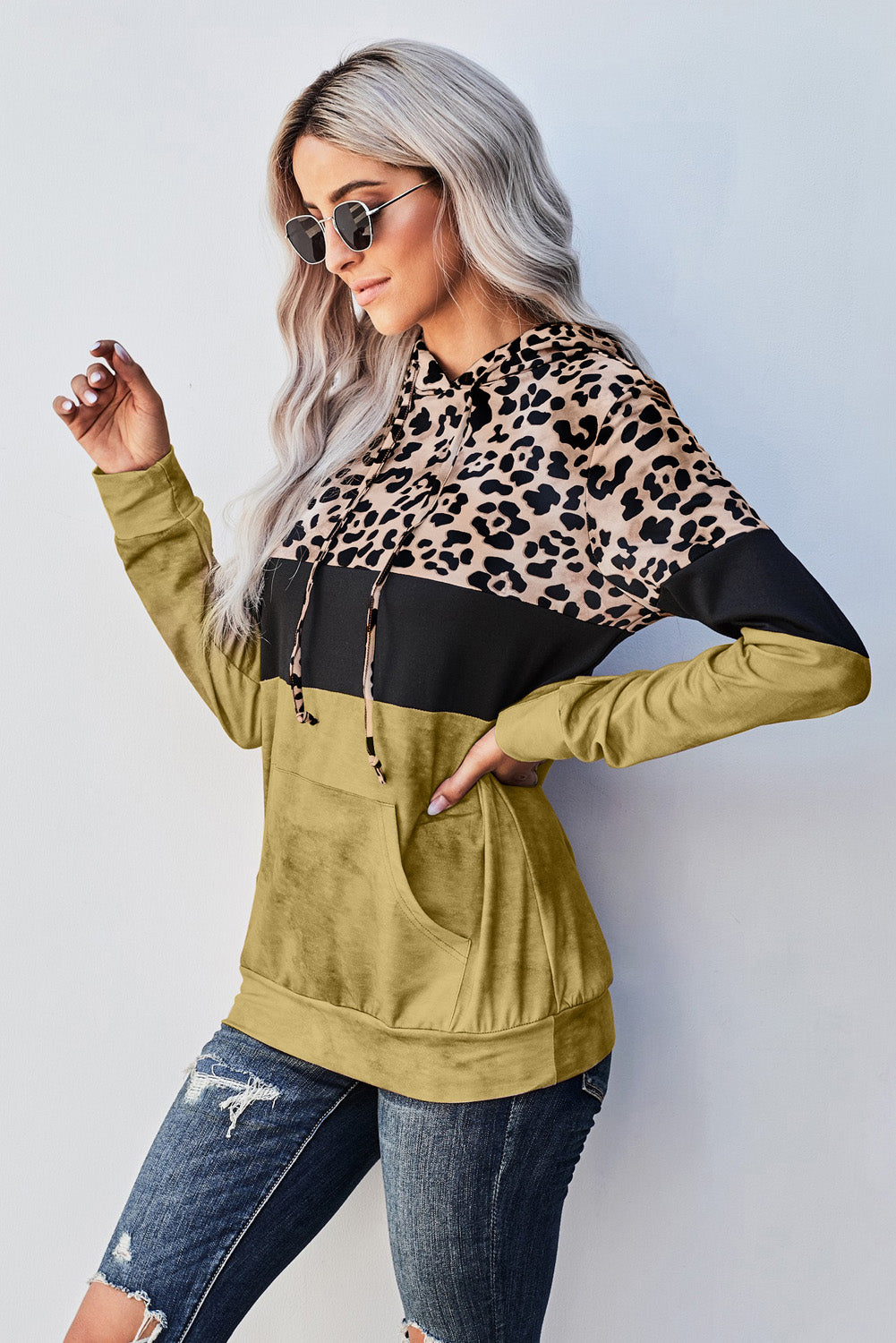 Leopard Color Block Hoodie-Teresa&#39;s Fashionista LLC