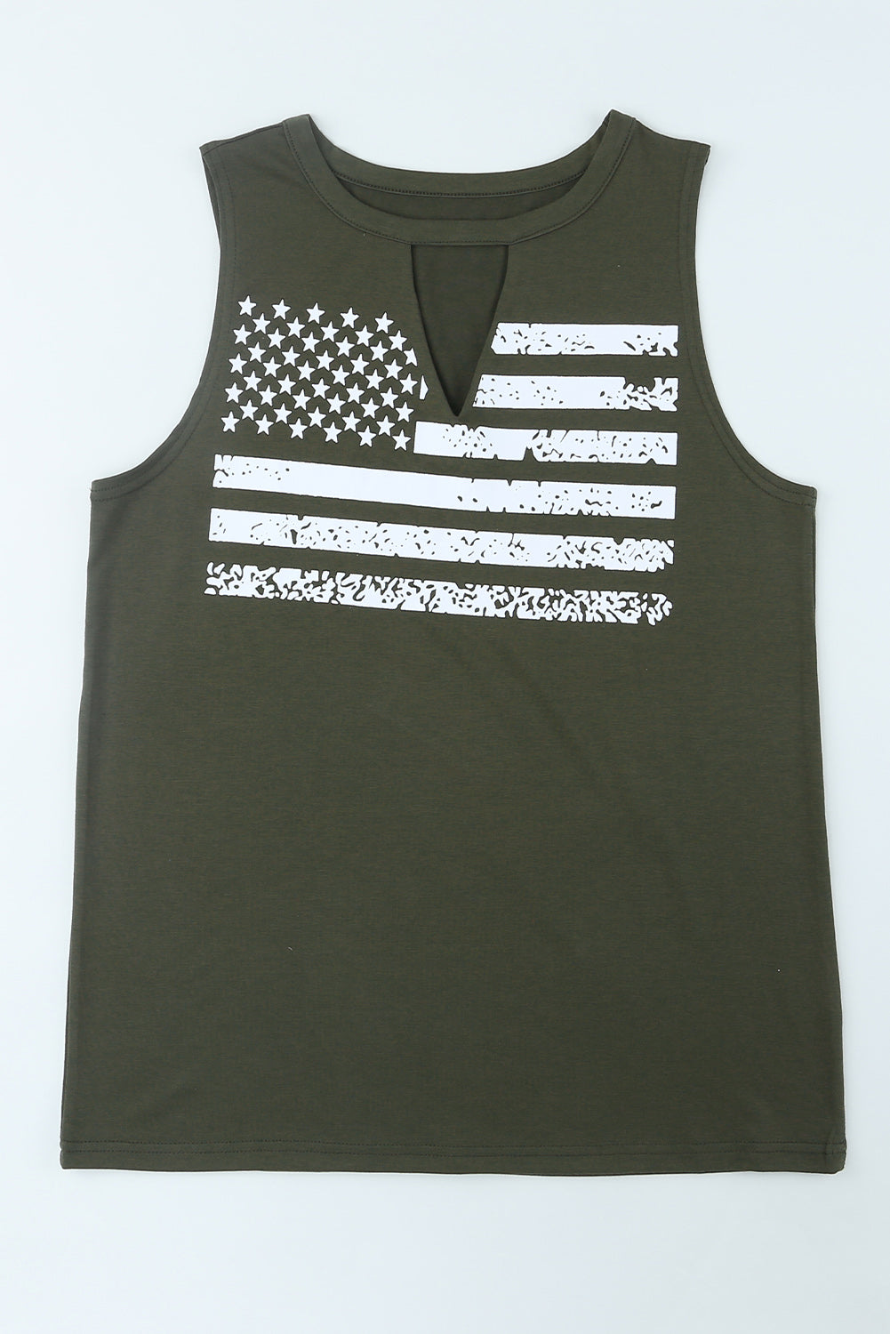 US Flag Graphic Cutout Round Neck Tank-Teresa&#39;s Fashionista LLC