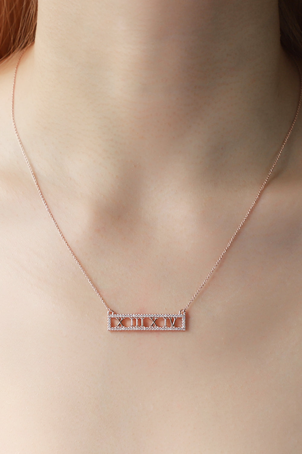 Inlaid Cubic Zirconia Bar Pendant Necklace-Teresa&#39;s Fashionista LLC