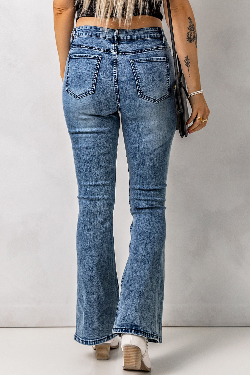 Vintage Wash Flare Jeans with Pockets-Teresa&#39;s Fashionista LLC