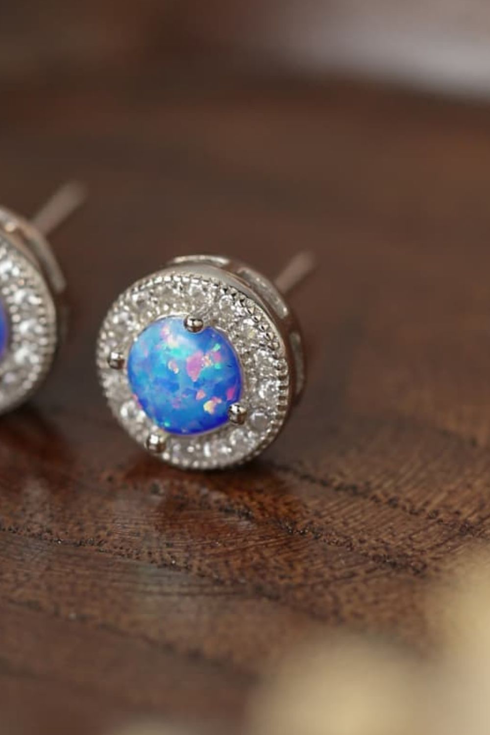 Opal 4-Prong Round Stud Earrings-Teresa&#39;s Fashionista LLC