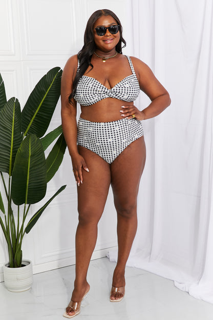 Marina West Swim Take A Dip Twist High-Rise Bikini in Black-Teresa&#39;s Fashionista LLC