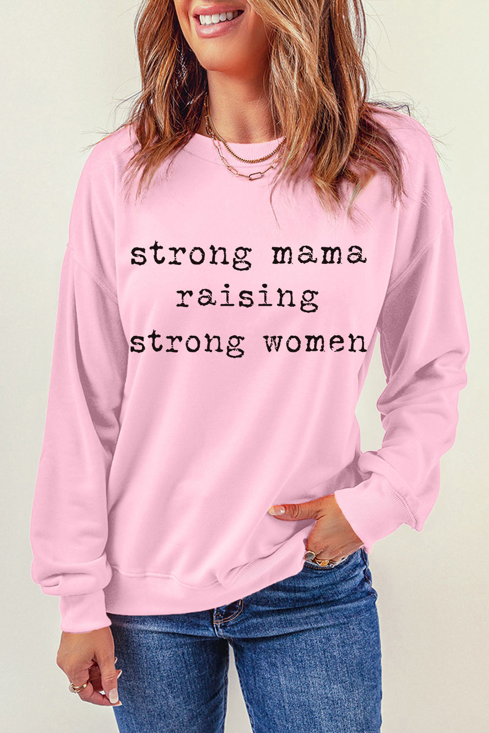 STRONG MAMA RAISING STRONG WOMEN Graphic Sweatshirt-Teresa&#39;s Fashionista LLC