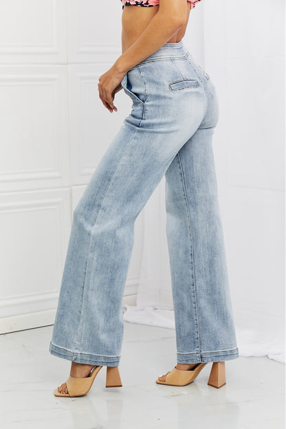 RISEN Full Size Luisa Wide Flare Jeans-Teresa&#39;s Fashionista LLC