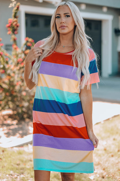 Women Color Block Side Slit Mini Dress-Teresa&#39;s Fashionista LLC