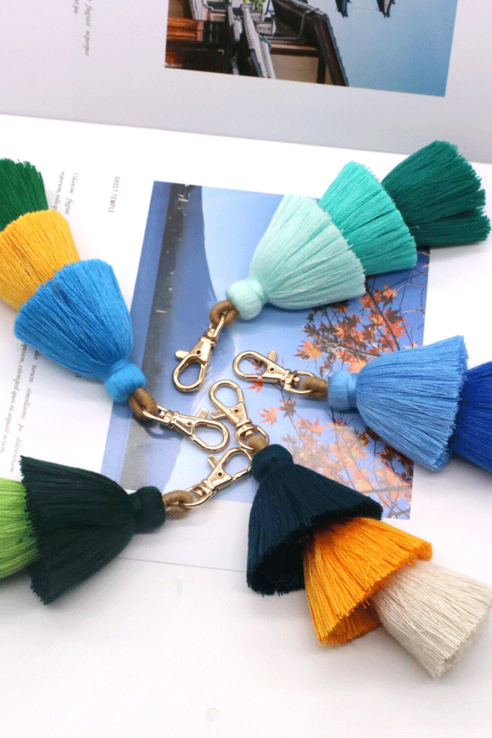 Assorted 4-Pack Multicolored Fringe Keychain-Teresa&#39;s Fashionista LLC