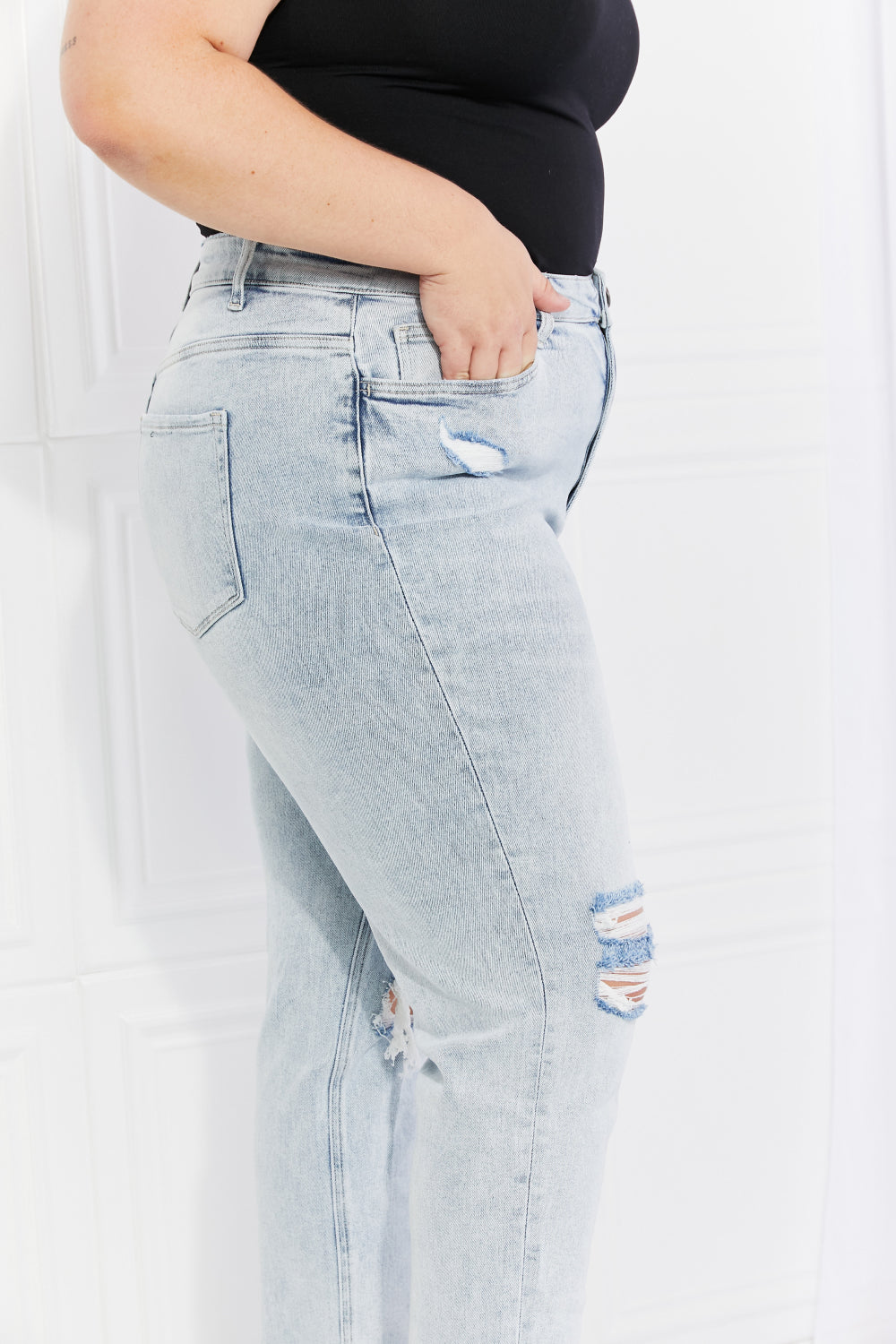 Vervet by Flying Monkey Stand Out Full Size Distressed Cropped Jeans-Teresa&#39;s Fashionista LLC