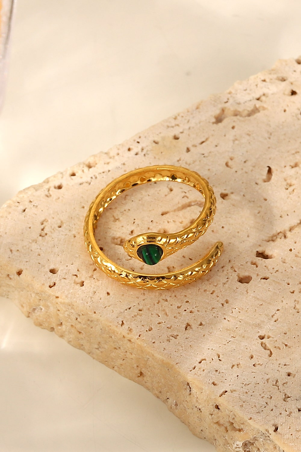 Snake Charmer Malachite Snake-Shaped Bypass Ring-Teresa&#39;s Fashionista LLC