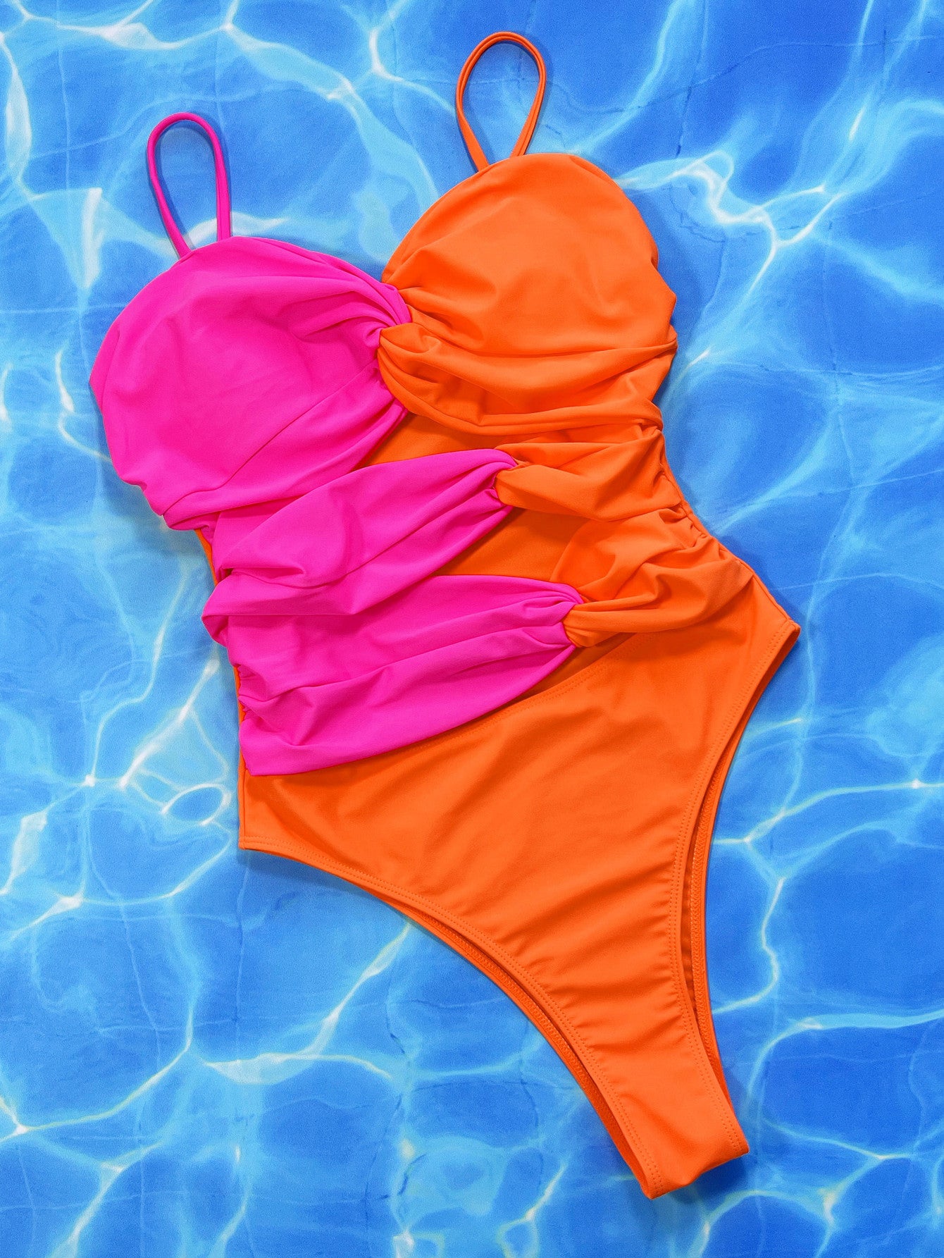 Two-Tone Twisted Cutout One-Piece Swimsuit-Teresa&#39;s Fashionista LLC