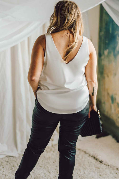 Plus Size Basic Style V-Neck Tank-Teresa&#39;s Fashionista LLC