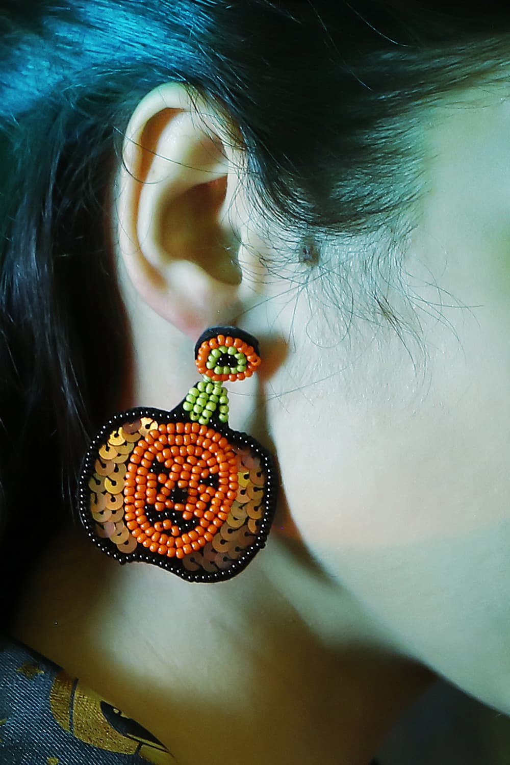 Pumpkin Shape Beaded Dangle Earrings-Teresa&#39;s Fashionista LLC