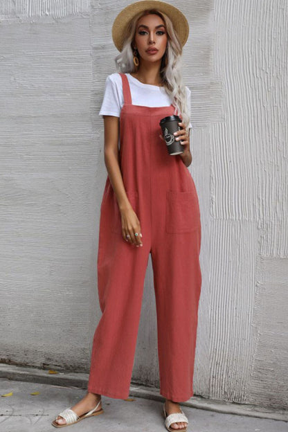 Wide Leg Overalls with Front Pockets-Teresa&#39;s Fashionista LLC