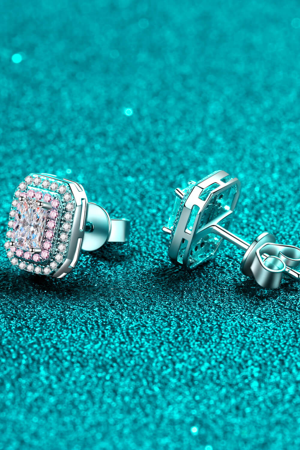 1 Carat Moissanite and Zircon Contrast Geometric Stud Earrings-Teresa&#39;s Fashionista LLC