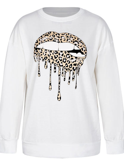 Graphic Dropped Shoulder Round Neck Sweatshirt-Teresa&#39;s Fashionista LLC