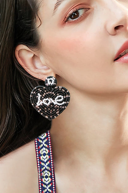 LOVE Beaded Heart Earrings-Teresa&#39;s Fashionista LLC