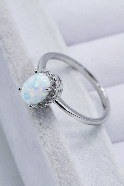 925 Sterling Silver 4-Prong Opal Ring-Teresa&#39;s Fashionista LLC