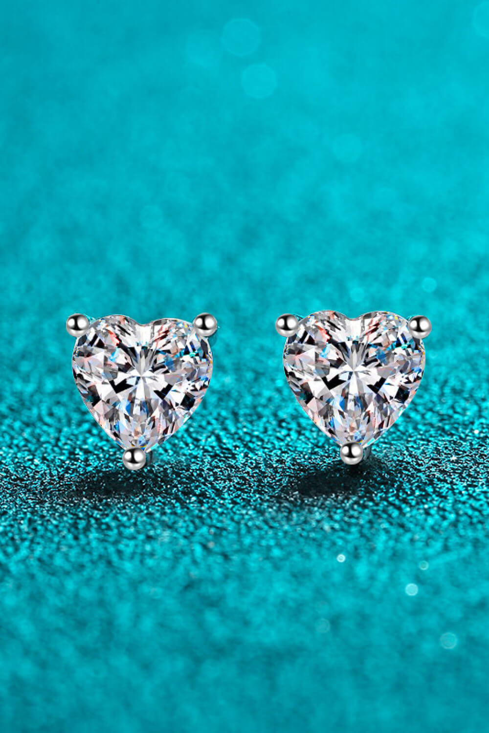 2 Carat Moissanite Heart-Shaped Stud Earrings-Teresa&#39;s Fashionista LLC