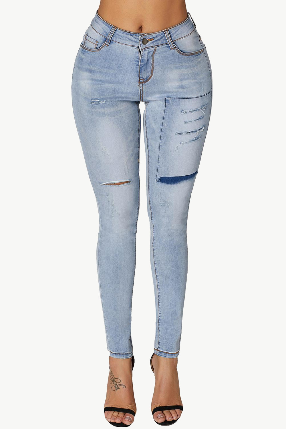 Acid Wash Ripped Skinny Jeans-Teresa&#39;s Fashionista LLC