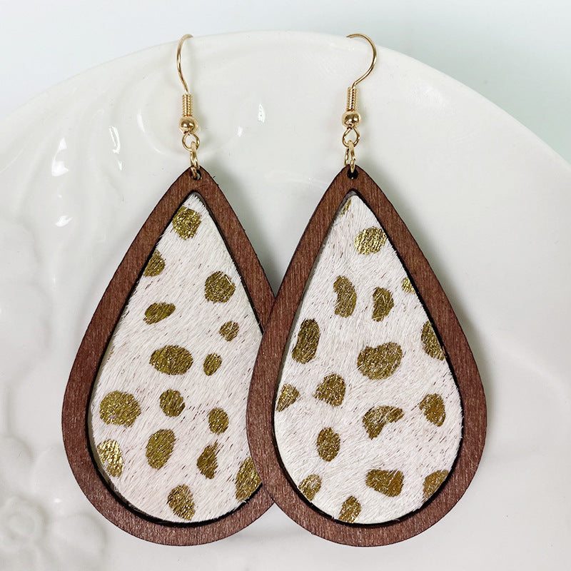 Teardrop Shape Wooden Dangle Earrings-Teresa&#39;s Fashionista LLC