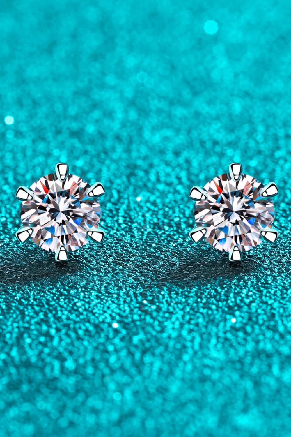 1 Carat Moissanite Rhodium-Plated Stud Earrings-Teresa&#39;s Fashionista LLC