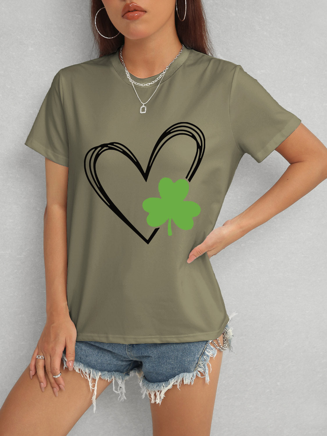 Heart Lucky Clover Short Sleeve T-Shirt-Teresa&#39;s Fashionista LLC