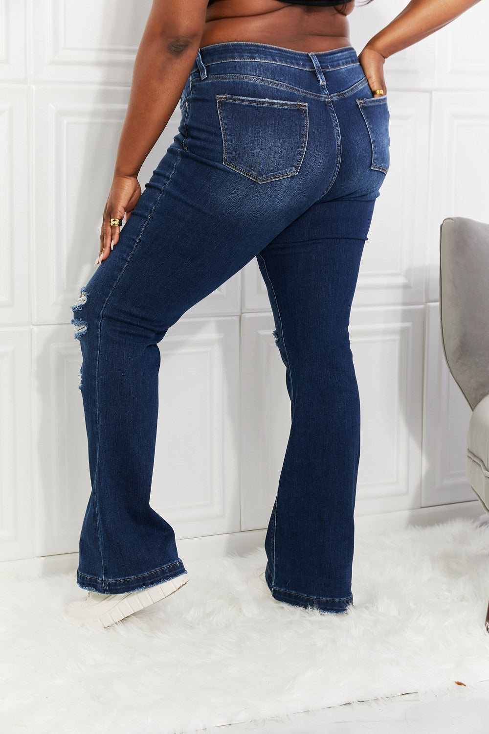 Kancan Full Size Reese Midrise Button Fly Flare Jeans-Teresa&#39;s Fashionista LLC