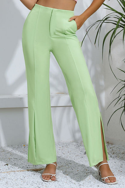 Slit High-Rise Flare Pants-Teresa&#39;s Fashionista LLC