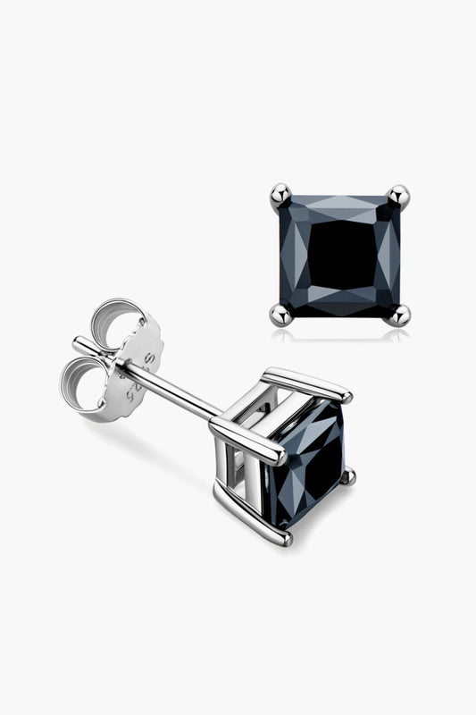 925 Sterling Silver Square Moissanite Stud Earrings-Teresa&#39;s Fashionista LLC