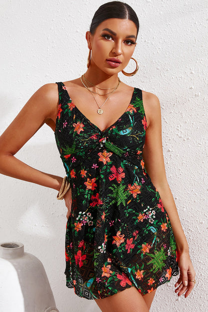 Full Size Twist Front Sleeveless Swim Dress-Teresa&#39;s Fashionista LLC