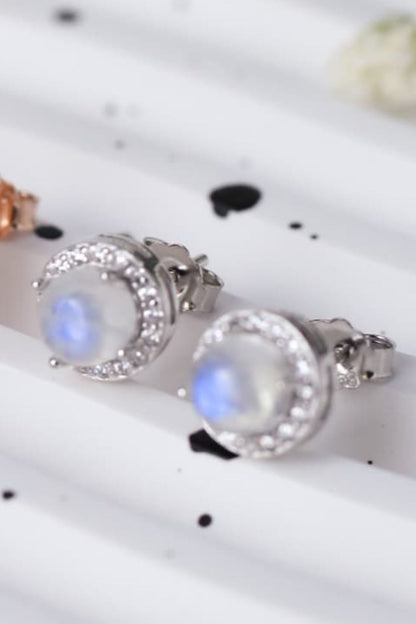 High Quality Natural Moonstone 925 Sterling Silver Stud Earrings-Teresa&#39;s Fashionista LLC