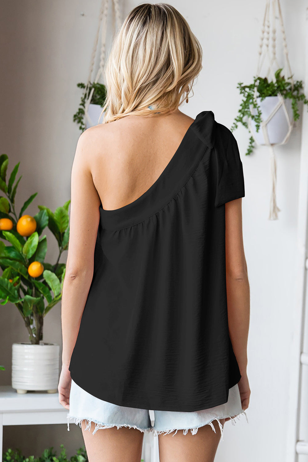 Tied One-Shoulder Blouse-Teresa&#39;s Fashionista LLC