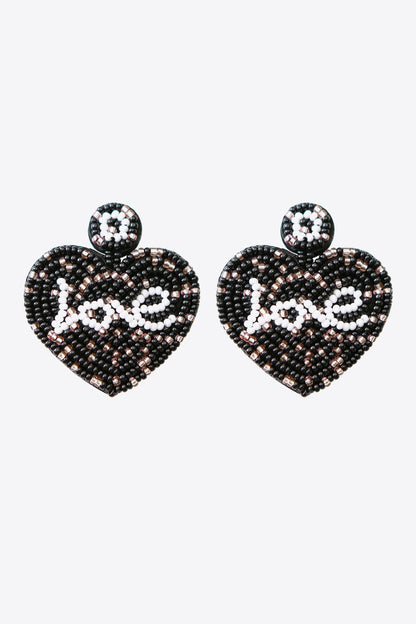 LOVE Beaded Heart Earrings-Teresa&#39;s Fashionista LLC