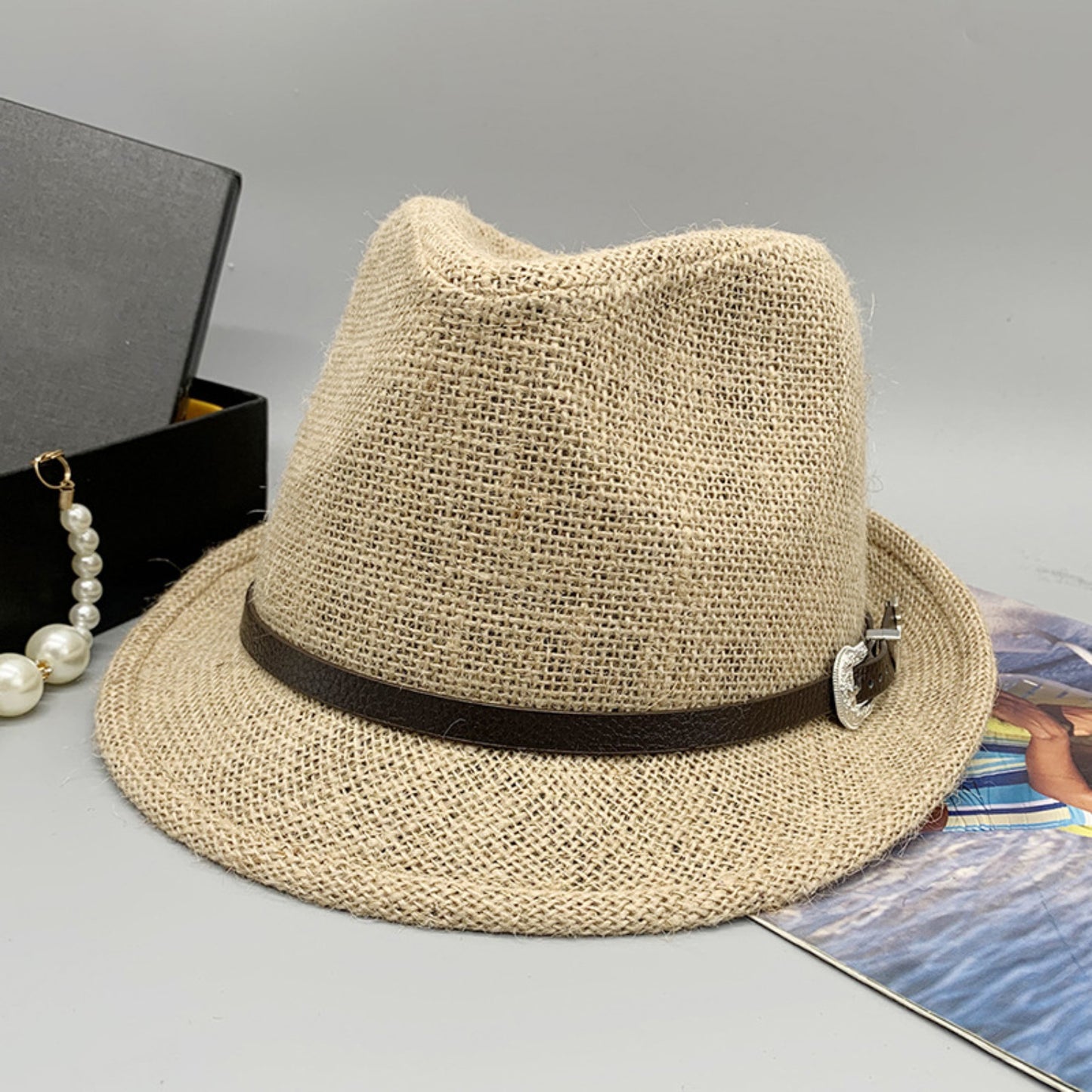 Short Brim Jute Cloth Hat-Teresa&#39;s Fashionista LLC