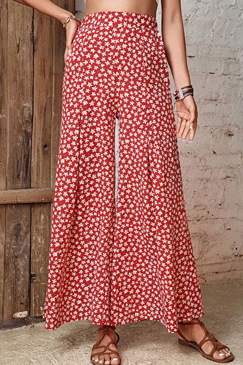 Floral High-Rise Wide Leg Flare Pants-Teresa&#39;s Fashionista LLC