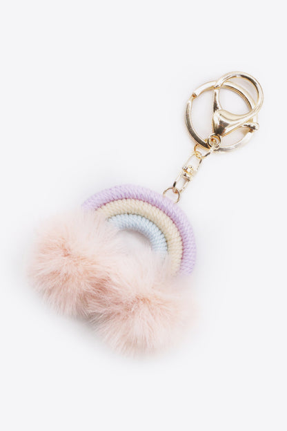 Assorted 4-Pack Rainbow Pom Pom Keychain-Teresa&#39;s Fashionista LLC