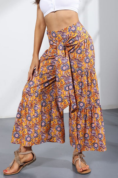 Printed Tie-Front Culottes-Teresa&#39;s Fashionista LLC