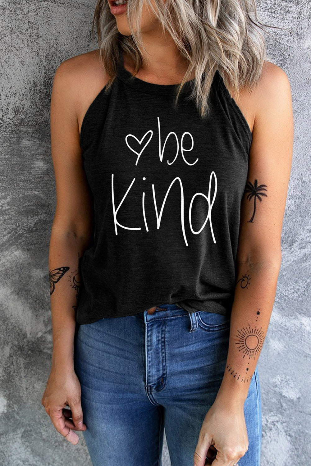 BE KIND Graphic Round Neck Tank-Teresa&#39;s Fashionista LLC