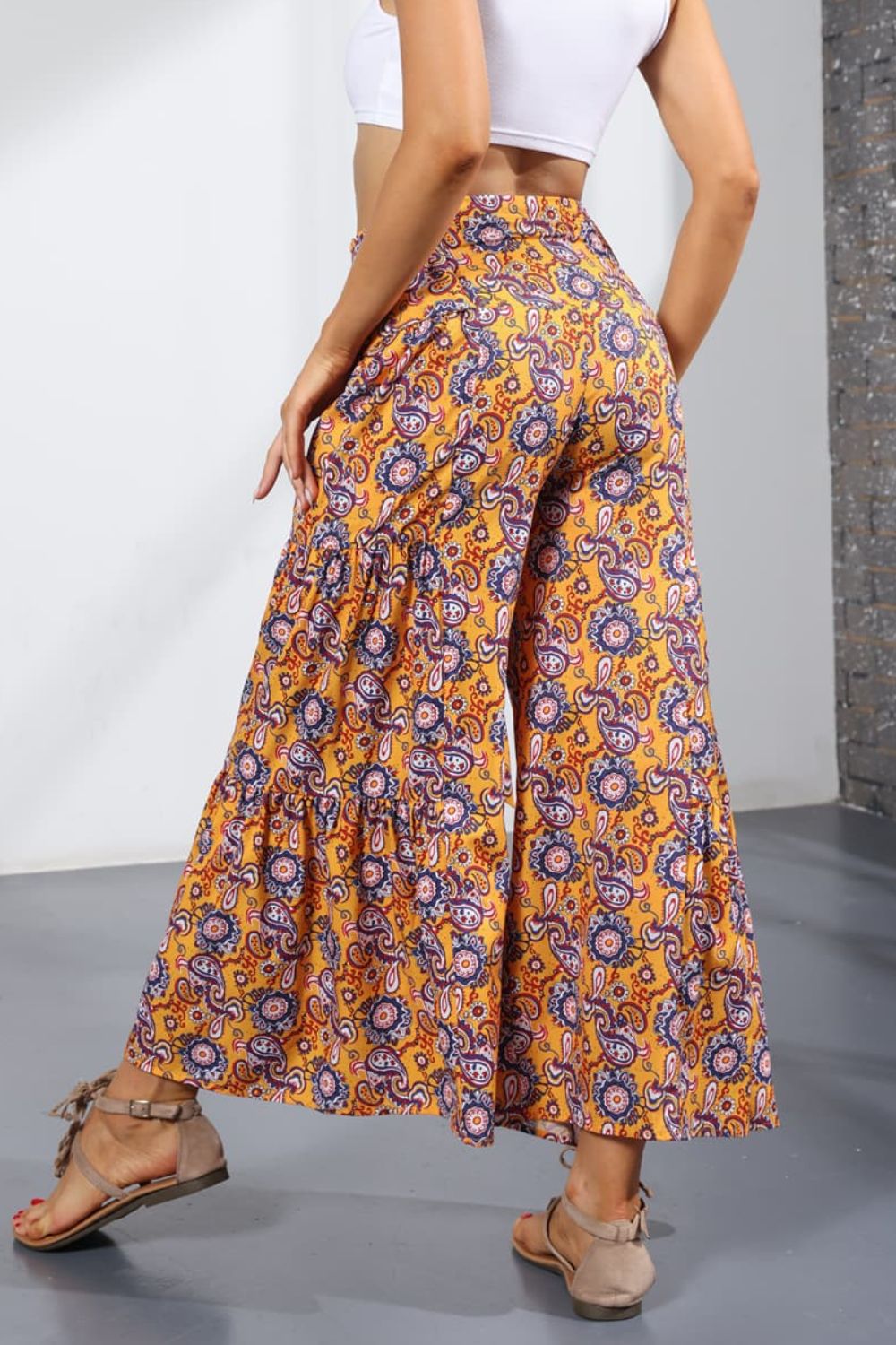 Printed Tie-Front Culottes-Teresa&#39;s Fashionista LLC