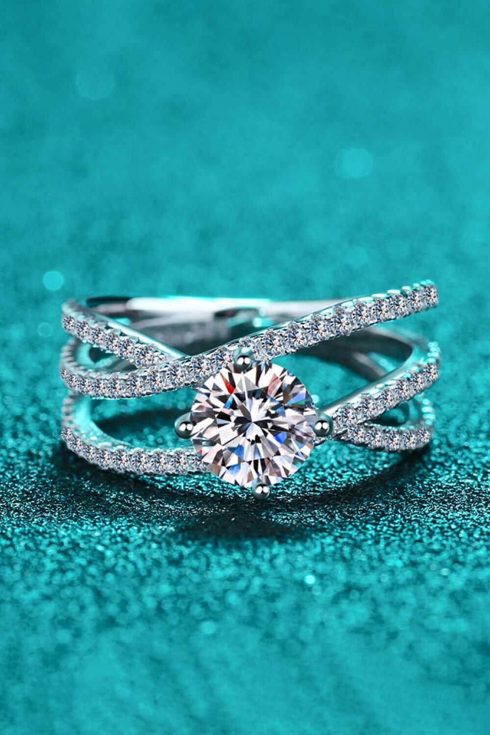 1 Carat Moissanite Crisscross Ring-Teresa&#39;s Fashionista LLC