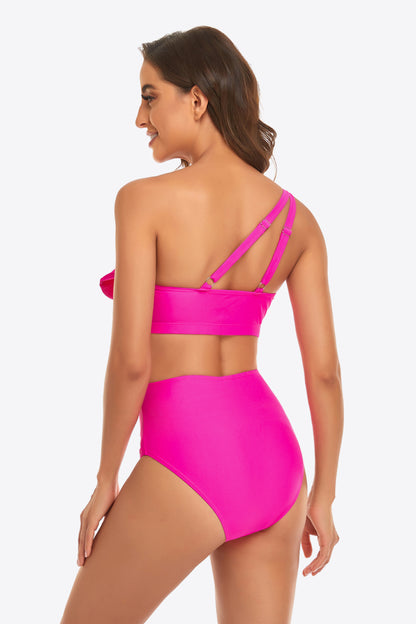 Ruffled One-Shoulder Buckled Bikini Set-Teresa&#39;s Fashionista LLC