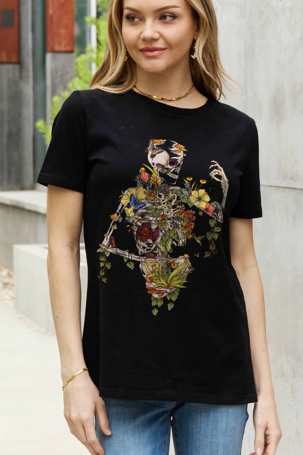 Simply Love Full Size Skeleton Graphic Cotton Tee-Teresa&#39;s Fashionista LLC