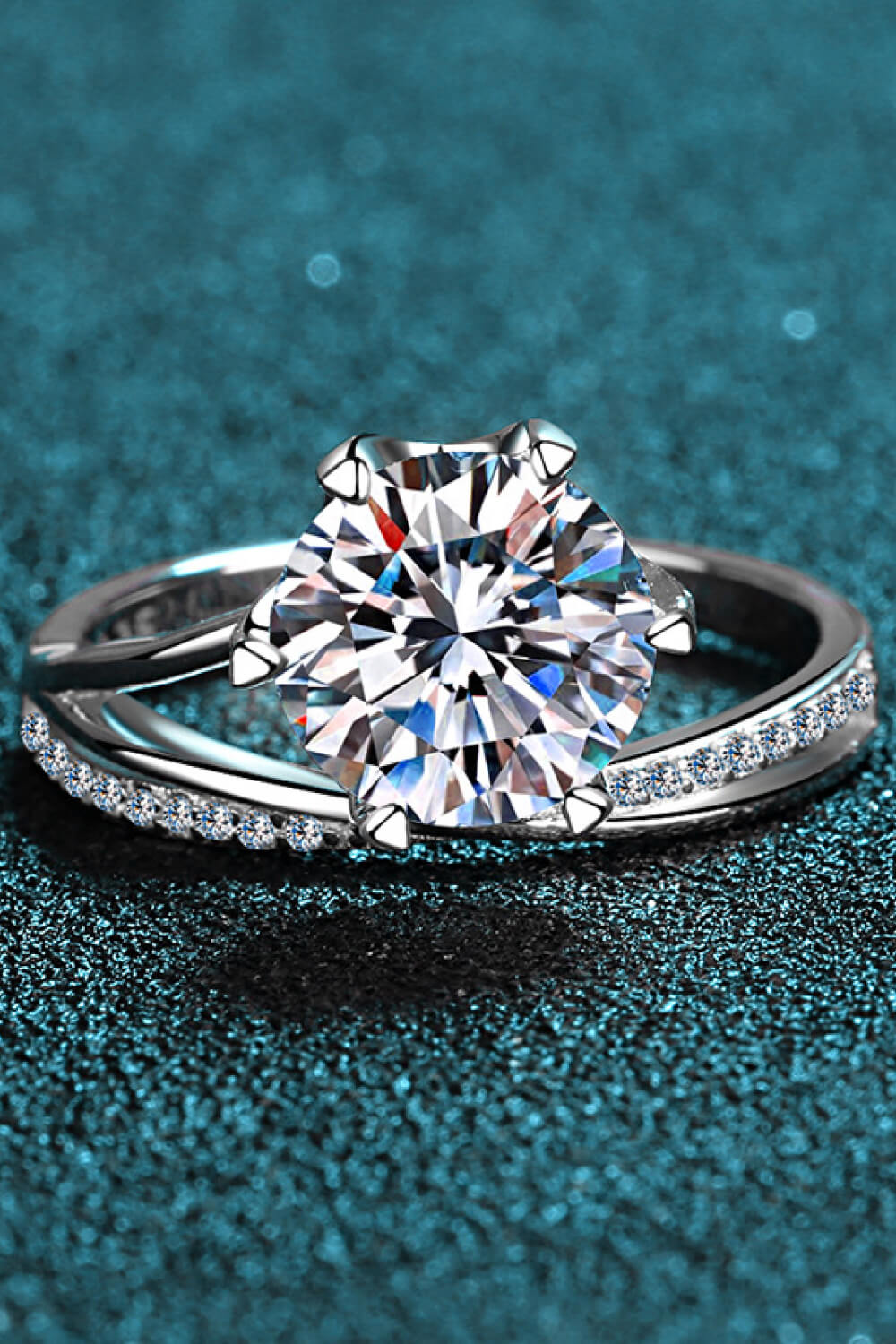 3 Carat Moissanite 6-Prong Ring-Teresa&#39;s Fashionista LLC