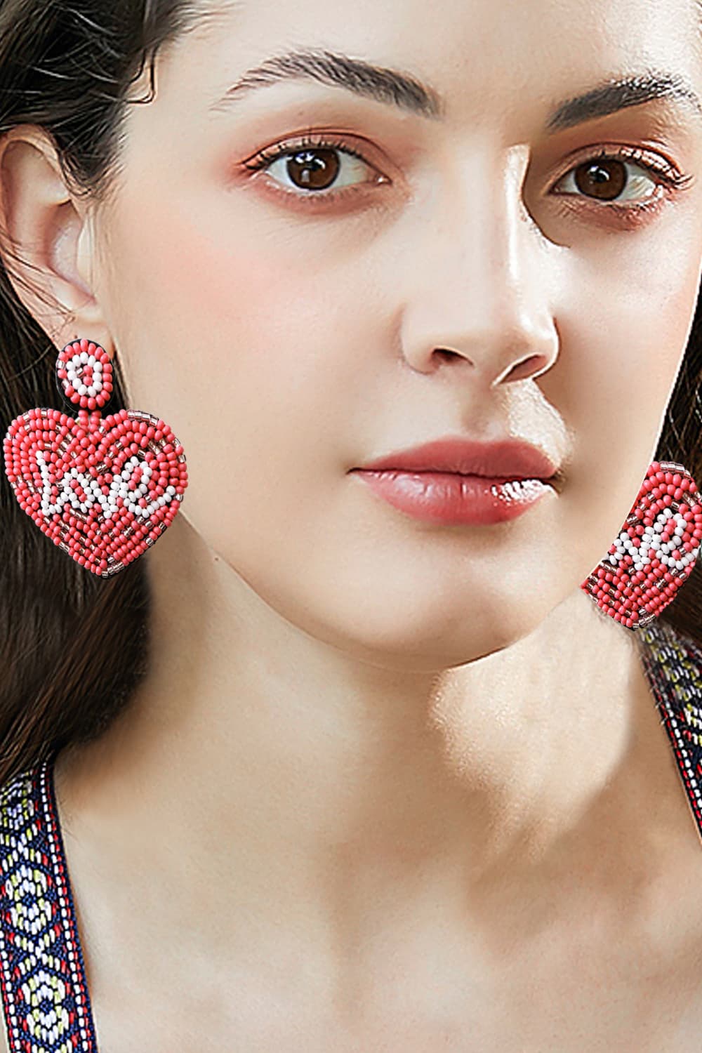 LOVE Beaded Heart Earrings-Teresa&#39;s Fashionista LLC