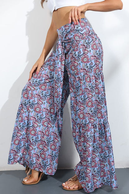 Printed High-Rise Tied Culottes-Teresa&#39;s Fashionista LLC