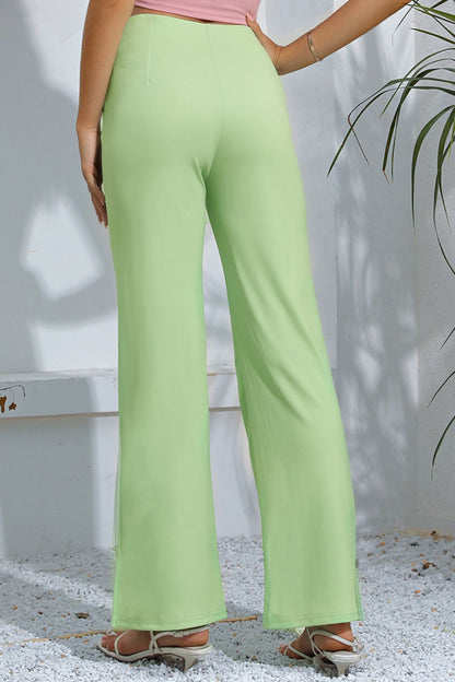 Slit High-Rise Flare Pants-Teresa&#39;s Fashionista LLC