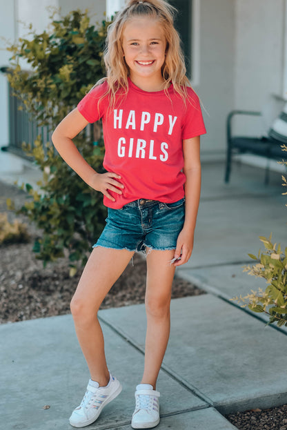 Girls Letter Graphic Short Sleeve T-Shirt-Teresa&#39;s Fashionista LLC